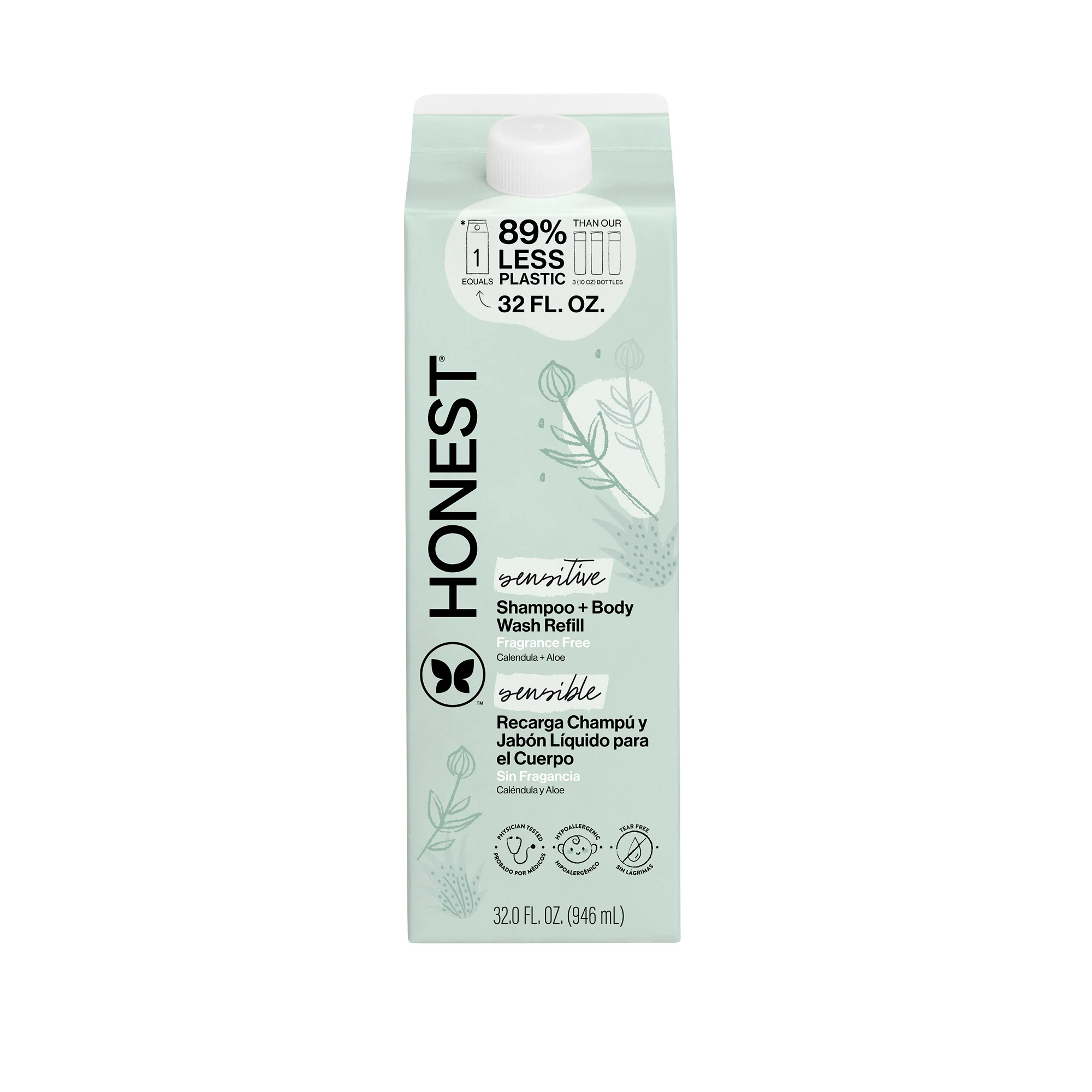 Shampoo Body Wash, Carton Refill, Sensitive